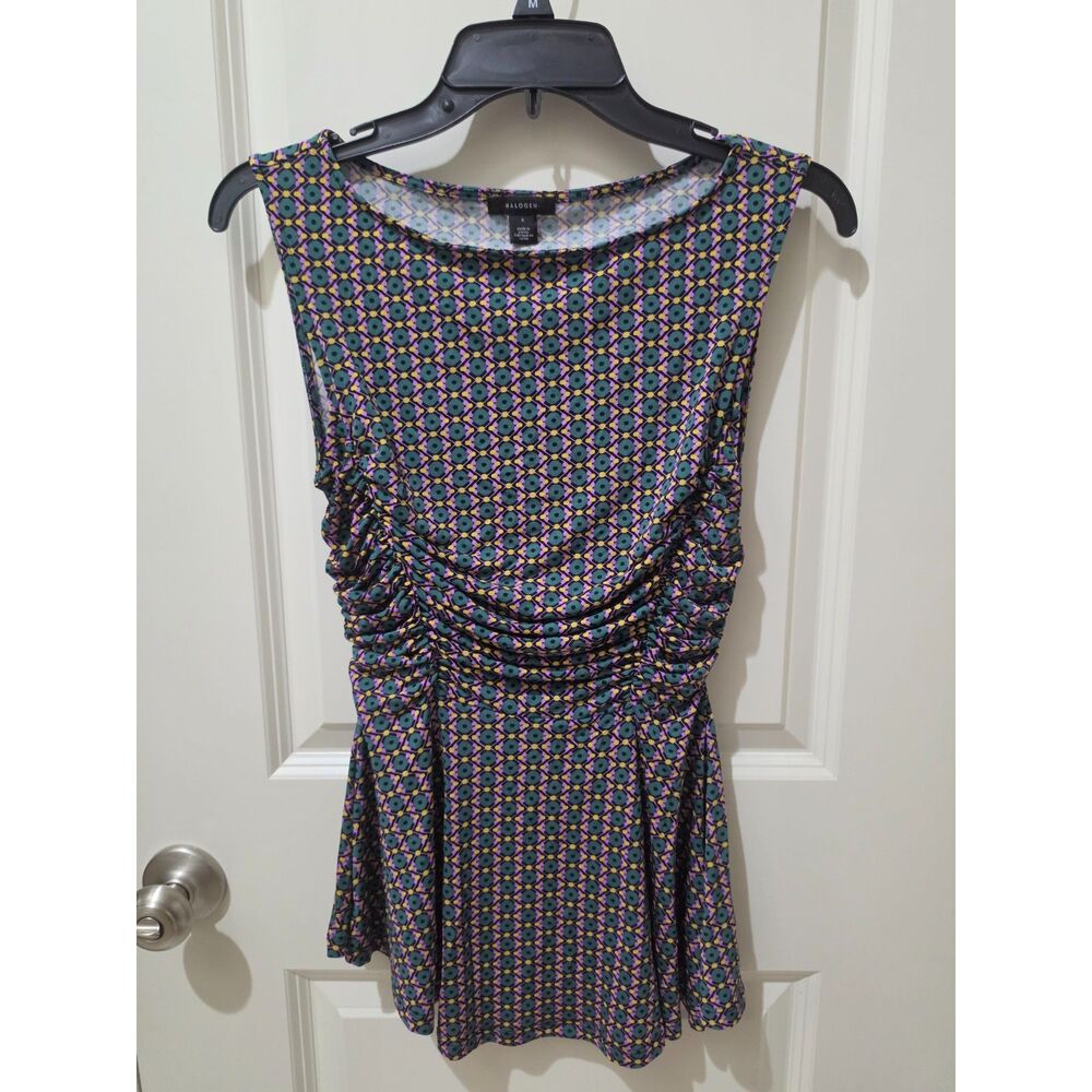 Halogen Multi-color Ruched Sleeveless Top Size Small